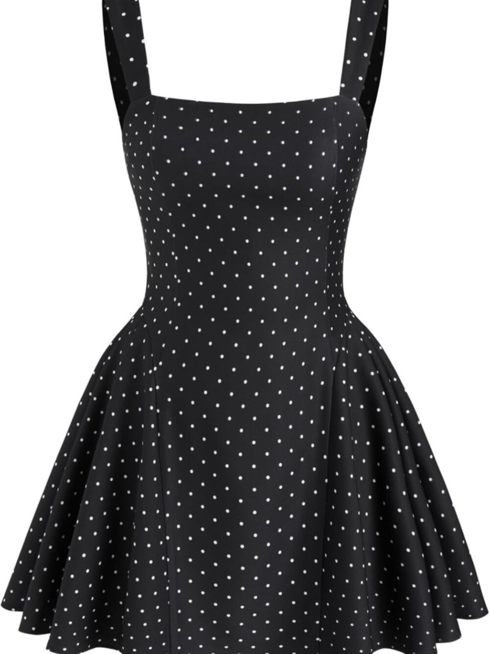 Cute Summer Mini Dress - Polka Dot Sleeveless Square Neck for Date Night